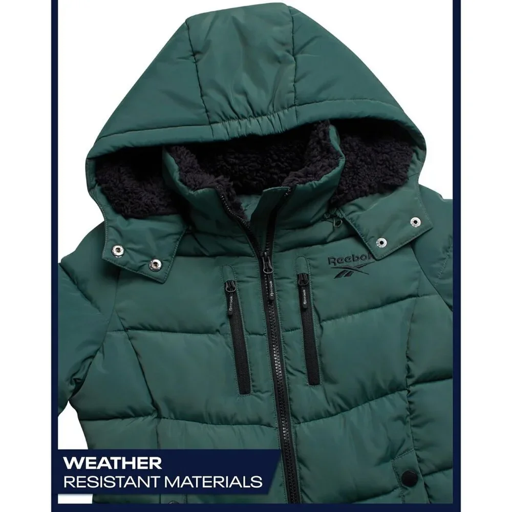 Girls Winter Coat - Heavyweight Quilted Girls Jacket Zip Up Weather Resistant Pu